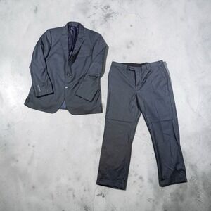 Brooks Brothers Suit 44R 1818 Fitzgerald Pinstripe Black Blue Wool 38x28 Italy